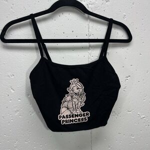 PixelThat Womens Small Passenger Princess Anime Girl Black Tank Crop‎ Top E-Girl